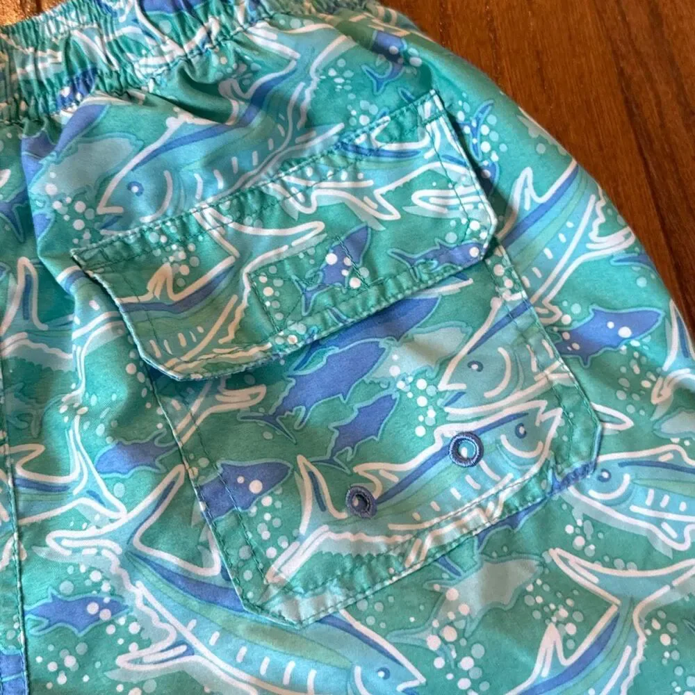Vineyard Vines boys fish print swim trunks large (16)